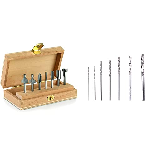 Kit d'Accessoires Dremel 660 - Coffret de 7 Fraises à Défoncer & 628 Lot de 7 Forets de Perçage - 7 Accessoires pour Outils Rotatifs Multifonctions, Plastique et Plexiglas de 0,8 à 3,2mm