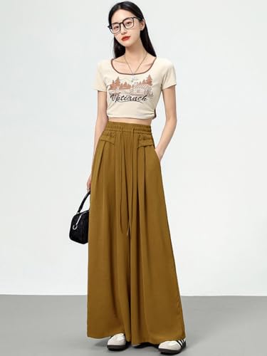Image of KOTTY Women's Solid|Drawsting|Front Pocket|Wide Leg Style|High Rise|Casual Pant