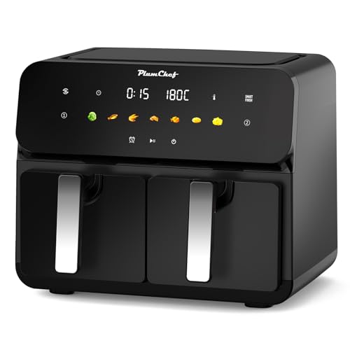 Image of 10QT Large Dual Zone Air Fryer, Double Basket Air Fryer with 2x5QT Baskets, Digital Full Touchscreen Easy-Panel, SyncCook Function, Cook 2 Dishes at Once for 4-6 Family,1700W, Black