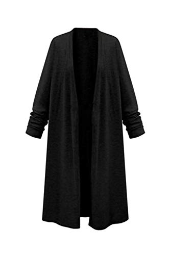 Les Femmes Grande Taille Extérieur De La Tenue De La Veste Ouverte Cardigan Black 5XL