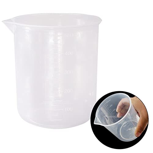 Waziaqoc 500ml Plastic Graduated Beaker (3 Pack), Transparent PP Measuring Cup Mixing Cup for Kitchen Lab
