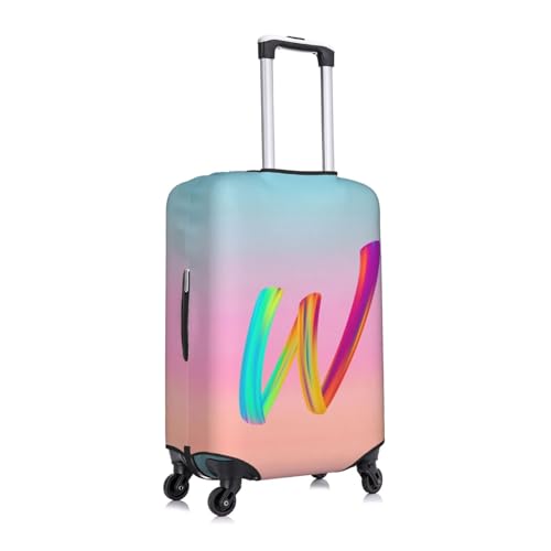 Rainbow Colorful Paint Letter W Travel Luggage Cover Suitcase Protector Bag,Anti-Scratch Fits 18-32 Inch Luggage,Suitcase Sleeve For Kid And Adult,Medium3