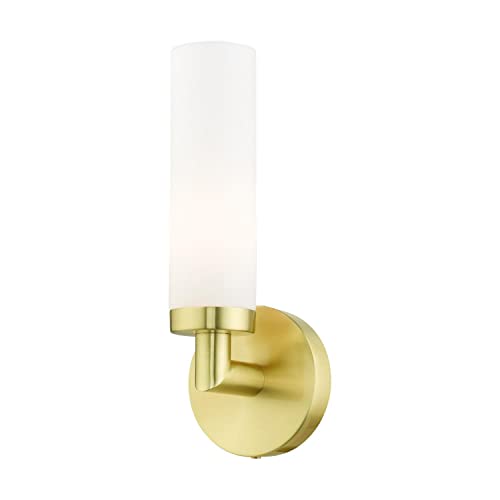 Image of Livex Lighting Aero 1 Light Wall Sconce Satin Brass Finish, 4.25 x 11