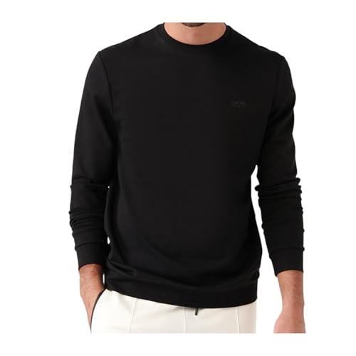 Avva Men's Crew Neck, Slim Fit, Long Sleeve SweatShirt, XS-2X Large, Black, Ecru, Grey3