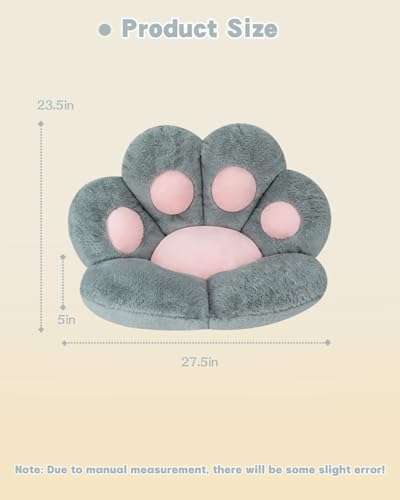 Image of Cat Paw Cushion Lazy Sofa Seat Cushion Cute seat Cushion for Office Chair Game Chair or Sofa Flower Floor Pillow Home Decoration (Grey, 23.5 X 27.5 inches)