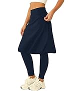 Aurgelmir Womens High Waisted Tennis Skirts with Leggings Knee Length Golf Skorts Athletic Skirte...
