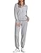Terecey Jogginganzug Damen Langarm Trainingsanzug Lässig Zweiteiler Sportanzug Elegante Freizeitanzug Set mit Reißverschluss Sweatshirt und Kordelzug Lang Hose fur Herbst Winter, Grau S