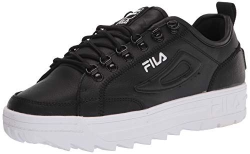 Fila womens Fila Women's Disruptor Court Sneaker, Black/Metallic Silver, 7.5 US