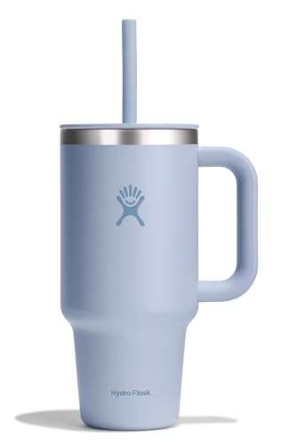 Image of Hydro Flask 32 Oz Travel Tumbler with Handle, Lid and Straw - Insulated Stainless Steel in 32 Oz Surf Blue