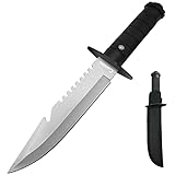Carimee Bowie Knife Tactical Knife 7'' Survival Hunting Knife with Sheath - Multi-Function EDC Tool...