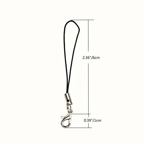 15 Cell Phone Strap Black/Silver Tone Split Ring With Hooks #TOP1