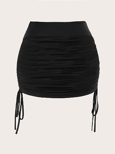 MakeMeChic Women's Plus Size Ruched Skirt Drawstring Side Bodycon Work Office Mini Skirts2