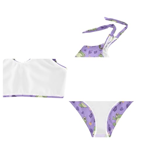 Wusikd Happy Frogs Girls Swimsuits Two Piece Purple Swimwear Bikini Set for for Girls Size 3T4