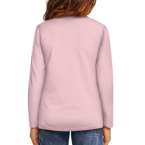 Image of Girls Long Sleeve Shirts Casual Crewneck Soft T-shirts for Girls 3-16 Years Old