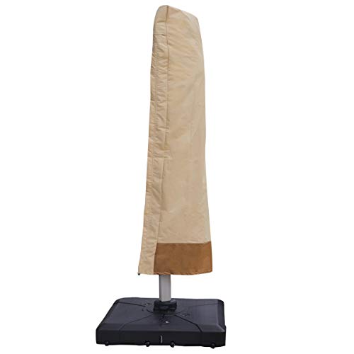 Vanteriam Patio Offset Umbrella & Frame Cover, Cantilever Outdoor Umbrella Cover with Zipper for 9 ft to 13 ft Parasol Waterproof Umbrellas Cover - Thumbnail 2
