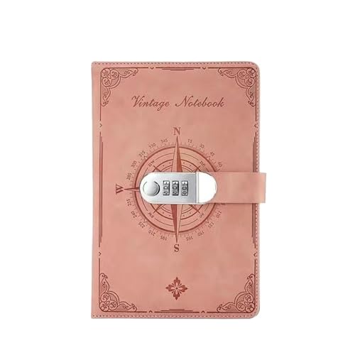 Journal de voyage A5 rose à cadenas, carnet de notes étanche pour le bureau