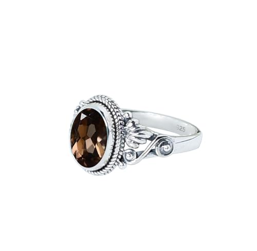 Smoky Quartz Ring 925 Sterling Silver