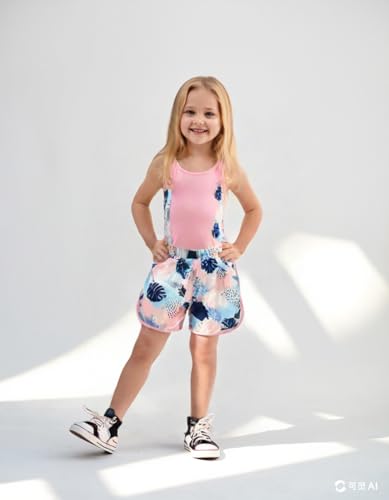 Kid Girl Swimsuit Bikini Set 2PC Bathing Suit for Girls, Tropical Girls' Full Coverage Swimwear Shorts Set2