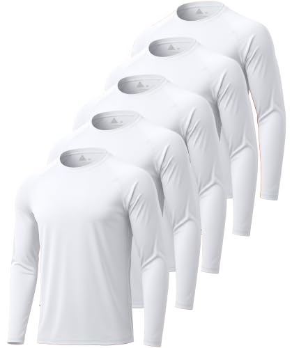 Image of ZITY 5 Pack Long Sleeve Shirts for Men UPF 50+ Sun Protection Fast Dry Lightweight Fishing Swim Rash Guard Workout Shirt
