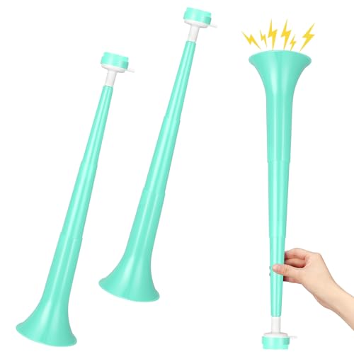 GCQJOQ 2 Pieces Stadium Horn Noisemakers, 21 Inch Vuvuzela Plastic Trumpet, Light Green