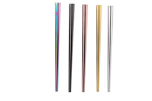 I-MART 5 Pairs Stainless Steel Chopsticks Set Metal Chopsticks Reusable Dishwasher Safe 5 Colors