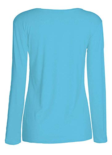 Image of Loxdonz Girls Plain Long Sleeve Scoop Neck T-Shirt Top Kids Basic Stretchy Top