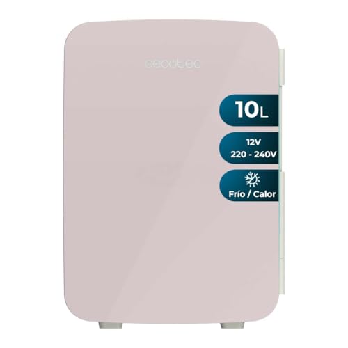 Cecotec Nevera Pequeña Bolero MiniCooling 10L Bahamas Pink. Capacidad 10 L, Funcionamiento 12-220 V, Compatible con Coches y Caravanas, Función Frío y Calor, Temperatura Regulable de 7 ºC a 65 ºC