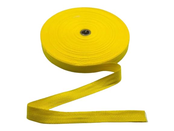 Cotton Blend Binding Apron Herringbone Twill Webbing Tape Sew Strap All Widths (Yellow, 50 meter)