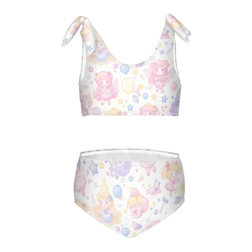 KLL Cute Cute Fairy Girls Two Piece Bikini Set Scoop Neck Swimsuit Swimming Suits Cute Shoulder Strap