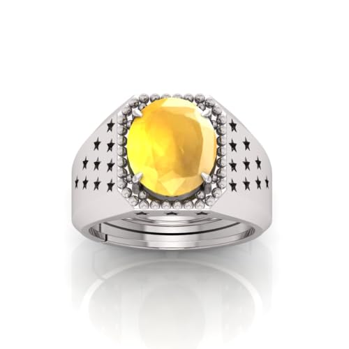 Bague saphir jaune naturel 12 carats le cadeau précieux idéal pour homme et femme