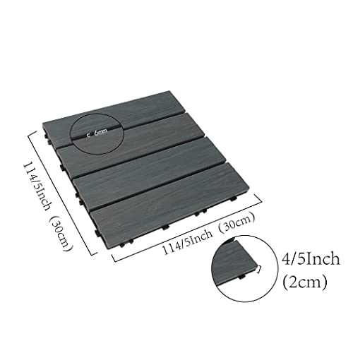 Buimpome Wood-Plastic Composite Patio Deck Tiles (3D Dark Grey,9 Pcs),Diy Interlocking Decking Tiles, Floor Tile,Water Resistant Indoor Outdoor, 12X12 Inch #TOP2