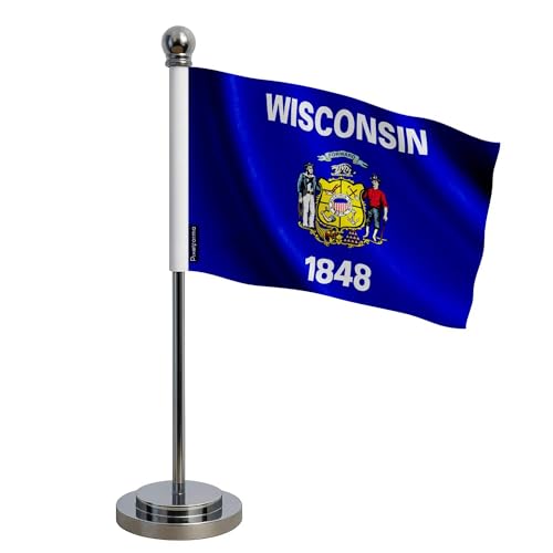Drapeau Bureau Wisconsin 14x21cm aux finitions précises et textile de haute qualité