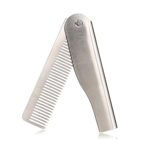 XZQYDS Stainless Steel Beard Comb for Men Ergonomic Grooming Tool for Styling and Shaping Foldable Wide Tooth Beard Comb