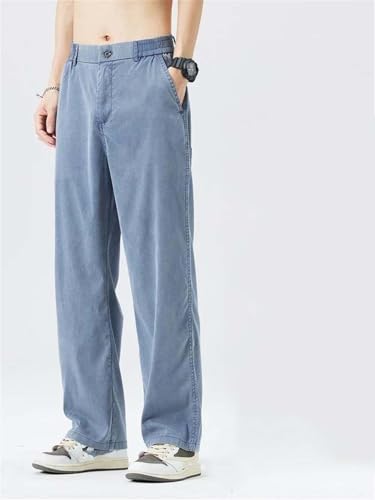 Hndudnff Men's Summer Thin Loose Jeans Casual Distressed Soft Stretch Straight Denim Long Pants2