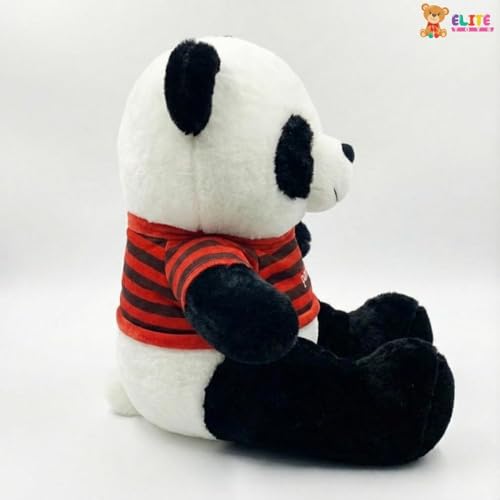 Image of ELITE CREATIONS Plush Bear Toy, White and Pink, Soft Stuffed Animal with Bear Face Shirt, Cute Teddy Bear (Panda)