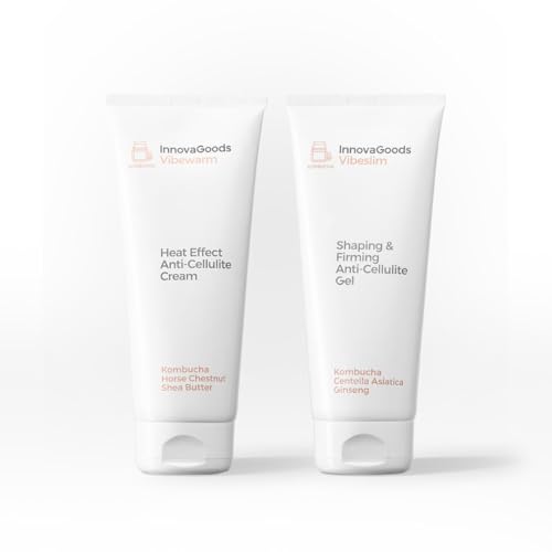 InnovaGoods® Set de cuidado corporal con Kombucha, x1 Crema Anticelulítica Efecto Calor elasticidad y firmeza, x1 Gel Anticelulítico Reafirmante y Moldeador, apto para todo tipo de pieles