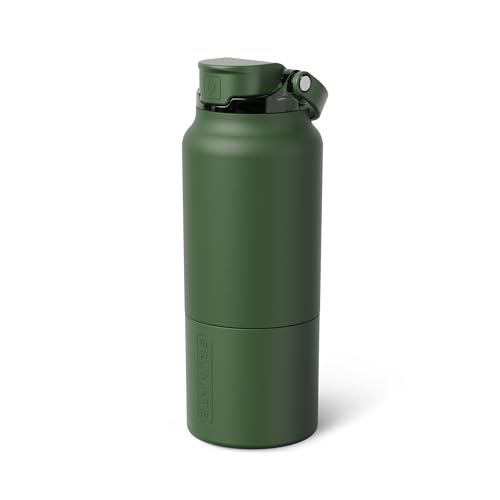 Image of BruMate Rise 35oz Water Bottle With 100% Leakproof Covered Silicone Straw | Insulated Stainless Steel Water Bottle With Removable Straw | Fast Flow | Soft Sip Silicone Spout | BPA-Free (OD Green)