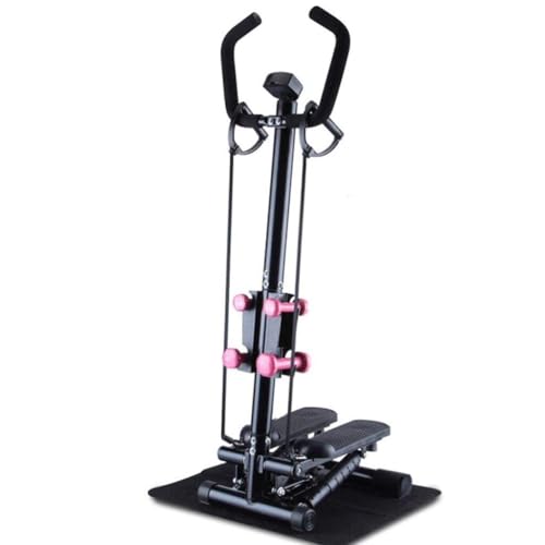 Image of Mini Swing Stepper with Handlebar, LCD Monitor, ing Action, Anti-Slip Pedals, 200kg Weight Capacity for Home Gym Fitness(Pink)