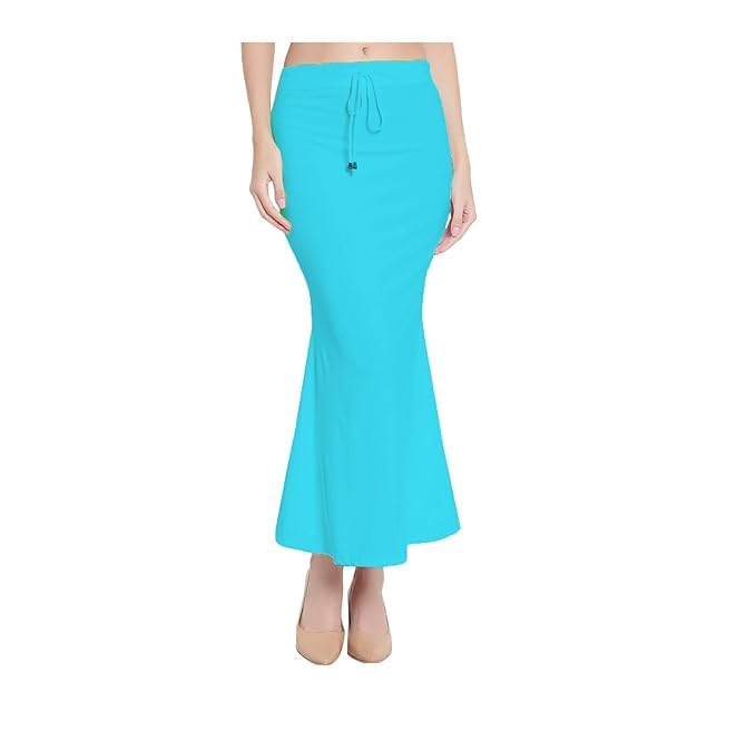 Image of Saree Shapewear Petticoat for Women Cotton Blended Lycra Shaper Petticoat with Elastic & Lace (Drawstring) Long Under Skirt Fishcut Wrinkle Free Shapewear