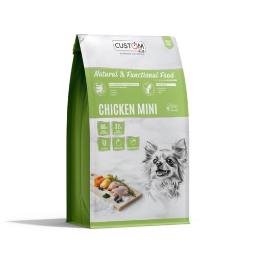 Custom Diet - Pienso Chicken Mini 2 kg – Pienso Completo para Perros Adultos Raza Pequeña, Pollo + Arroz Integral, Digestión Suave, Piel y Pelaje Saludables