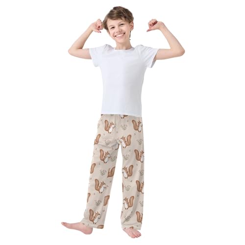 ZZXXB Squirrel Berries Boys Long Pants Soft Trousers Elastic Waist Kids Lounge Bottoms with Pockets S-XL2