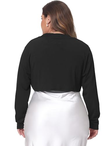 Agnes Orinda Plus Size Cropped Cardigans for Women Long Sleeve Open Front Bolero Shrugs Tops4