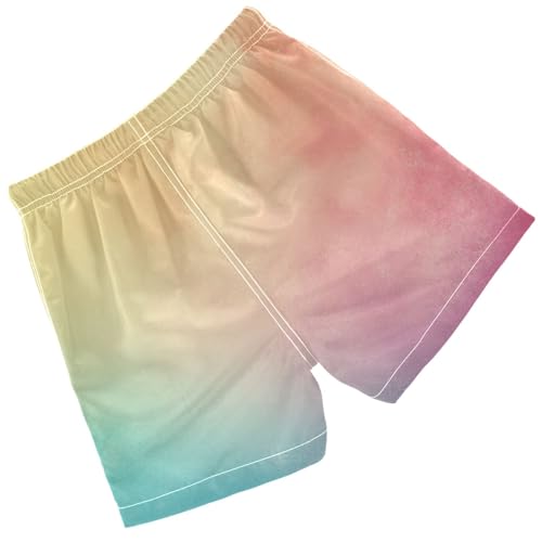 Pigsaly Boys' Swim Board Shorts Teal Rainbow Gradient Boy's Swim Trunks Kids Swimwear 2T2