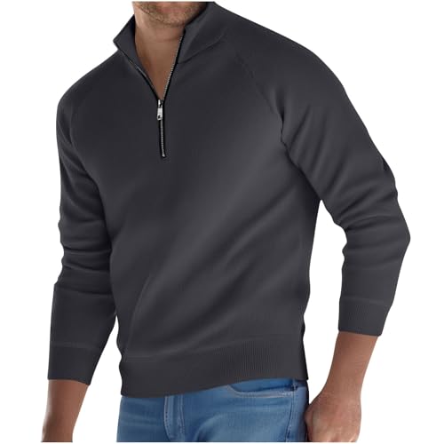 Cambkatl Men's Quarter Zip Pullover Sweaters, Mock Neck Slim Fit Long Sleeve Casual Knit Raglan Sweater Tops