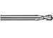 SGS 30332 3B 2 Flute Ball End General Purpose End Mill, Uncoated, 1/4