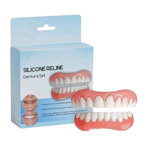 Soft Denture Reline Silicone Kit with Snap-In False Teeth and Veneers