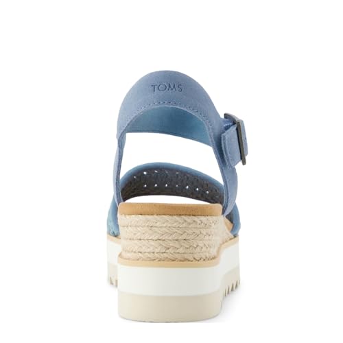 Image of TOMS Women's Diana Wedge Heel Sandal, Leather Upper, Rope-Wrapped Midsole, Adjustable Strap, Buckle, OrthoLite Insole