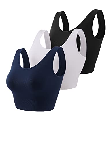 Women's Light Support Sport Bra Wireless Longline Comfy Bra-Seamless Yoga Crop Tops