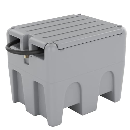 48 Gallon Portable Fuel Transfer Tank with 12V Electric Pump, 10GPM Flow, 13Ft Hose & Auto Nozzle – Diesel Transfer Tank for Trucks, Tractors, Boats, Generators – Gray
