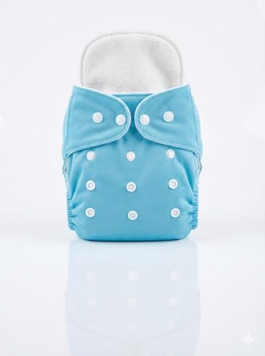 Image of Reusable Cloth Diaper for Babies | Washable Baby Cloth Diaper with Absorbent Insert | Leak Proof Adjustable Free Size Pocket Diaper 3M -3Years | Eco Friendly Reusable Baby Diaper (1, Blue, One Size)